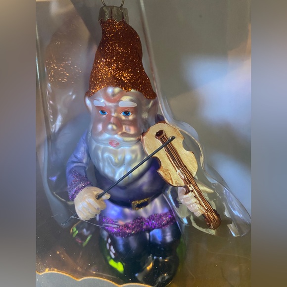 Musical Gnome Elf Glass Ornaments NIB - Picture 3 of 4